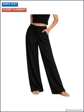 Wide Leg Linen Palazzo Pants High Waisted Loose Fit Summer
